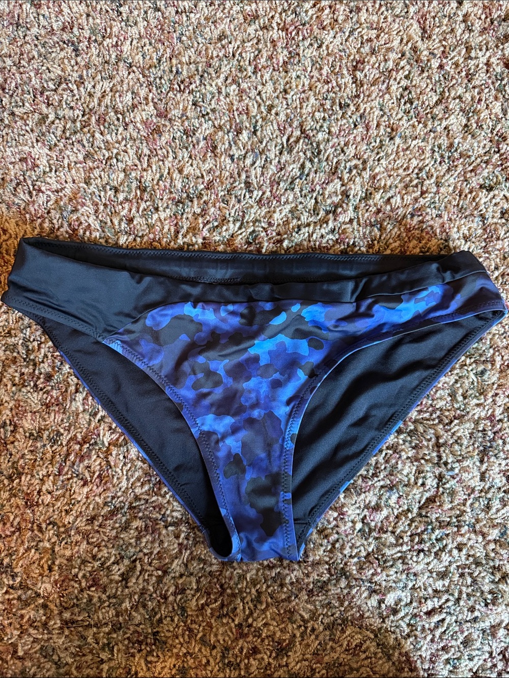 Athleta Blue Camo Bikini Bottom with Black Sides